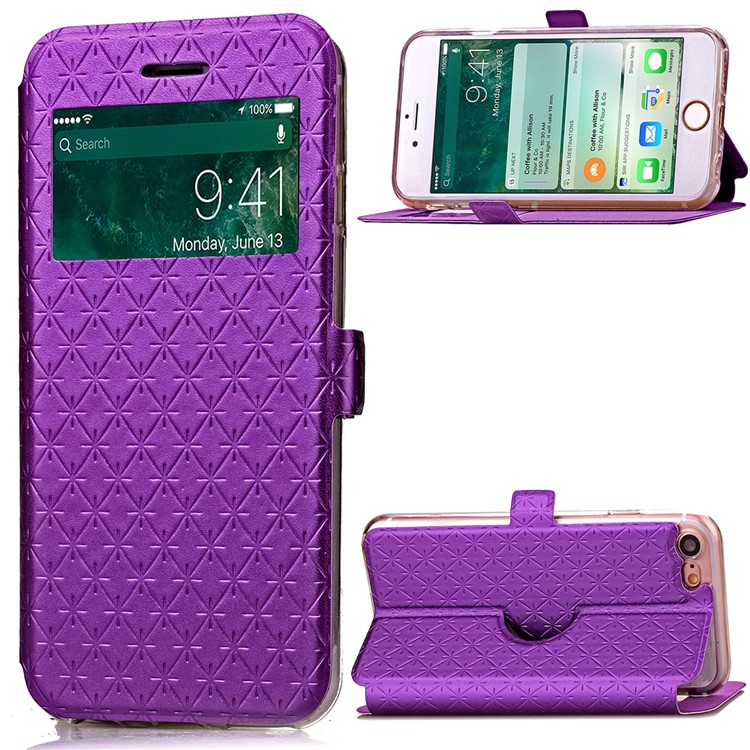

Diamond Lozenge Flip Leather Protector Case for iPhone 8 / 7 4.7 inch - Purple
