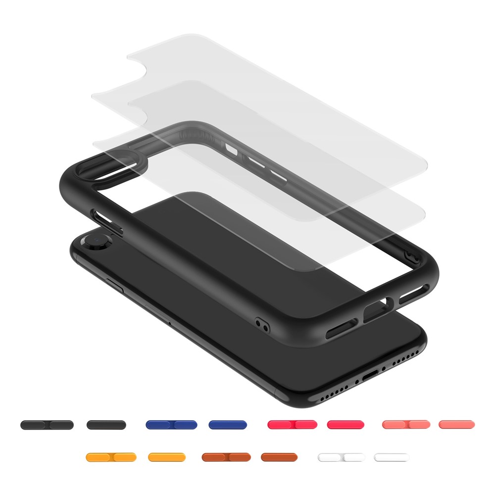 For iPhone 6 / 6s / 7 / 8 4.7 inch / SE (2020) / (2022) 9H Hardness Tempered Glass + Matte TPU Frame Phone Case Drop-proof Transparent Cover - Black-6