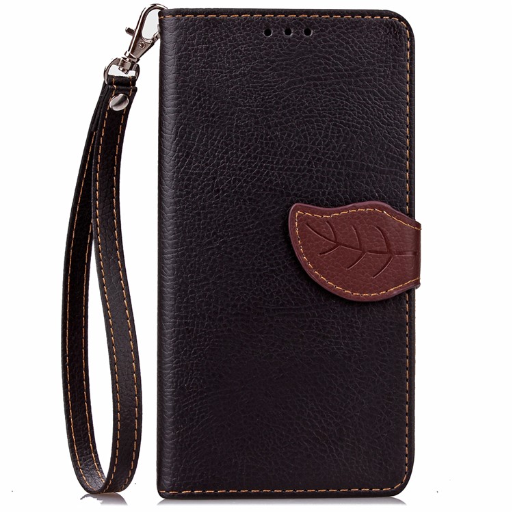 Folha Magnética Em Forma De Folha Capa De Couro Wallet Caso Para Iphone 8 Plus / 7 Mais 5,5 Polegadas - Preto-2