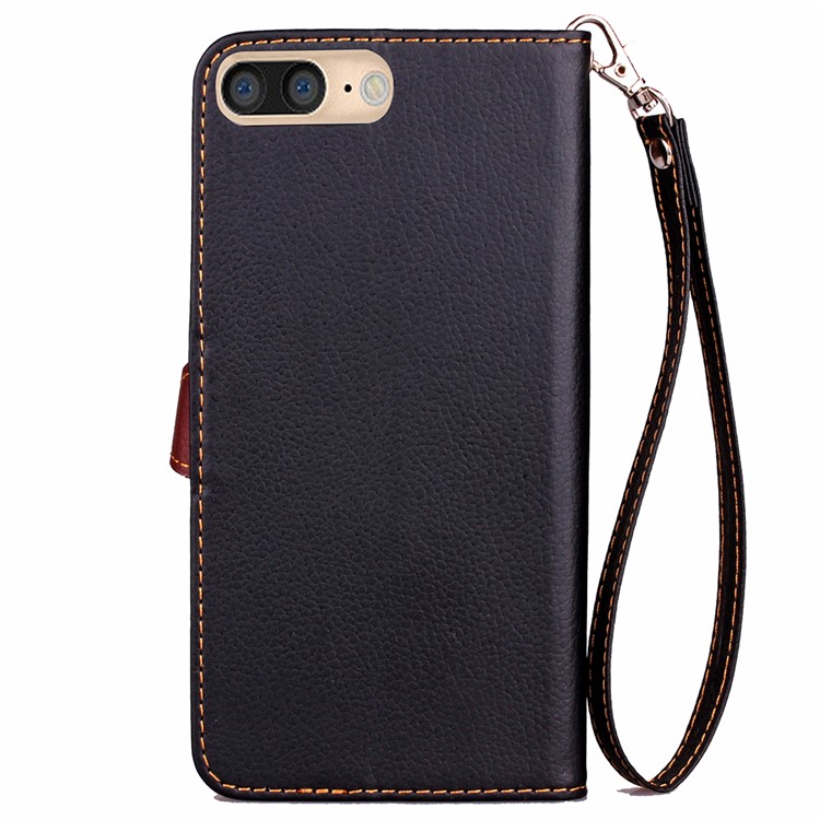 Folha Magnética Em Forma De Folha Capa De Couro Wallet Caso Para Iphone 8 Plus / 7 Mais 5,5 Polegadas - Preto-3