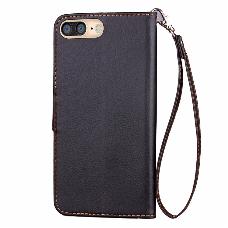 Folha Magnética Em Forma De Folha Capa De Couro Wallet Caso Para Iphone 8 Plus / 7 Mais 5,5 Polegadas - Preto-7