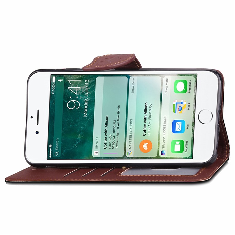 Folha Magnética Em Forma De Folha Capa De Couro Wallet Caso Para Iphone 8 Plus / 7 Mais 5,5 Polegadas - Preto-8