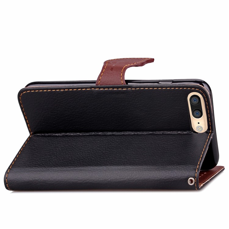 Folha Magnética Em Forma De Folha Capa De Couro Wallet Caso Para Iphone 8 Plus / 7 Mais 5,5 Polegadas - Preto-9