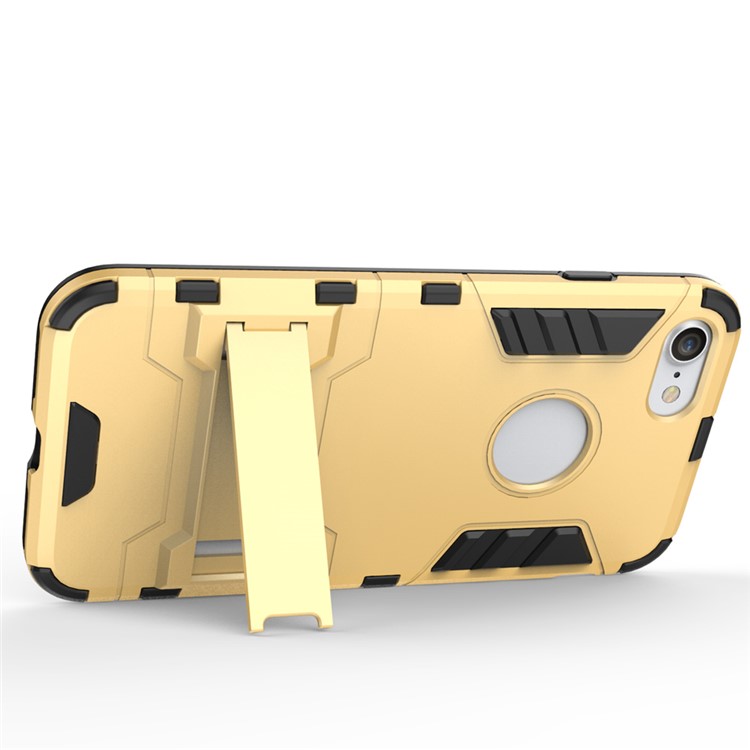 Solid PC + TPU Hybrid Cover Case with Kickstand for iPhone SE 2 (2020)/8/7 - Gold-3