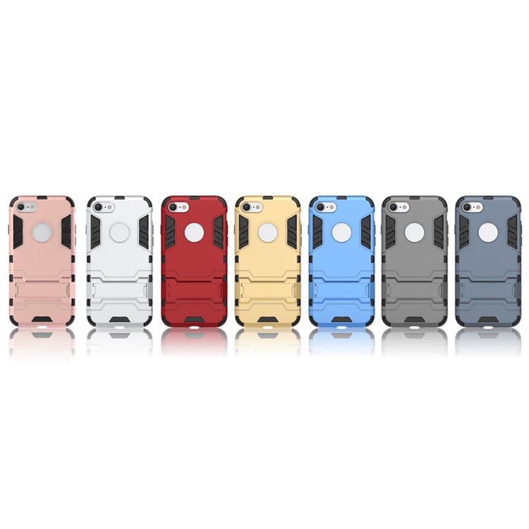 Solid PC + TPU Hybrid Cover Case with Kickstand for iPhone SE 2 (2020)/8/7 - Gold-8
