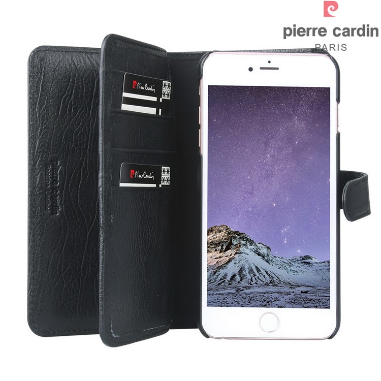 PIERRE CARDIN Billetera De Cuero Genuino Flip Copertura Para Iphone 6s Plus / 6 Plus - Negro-7