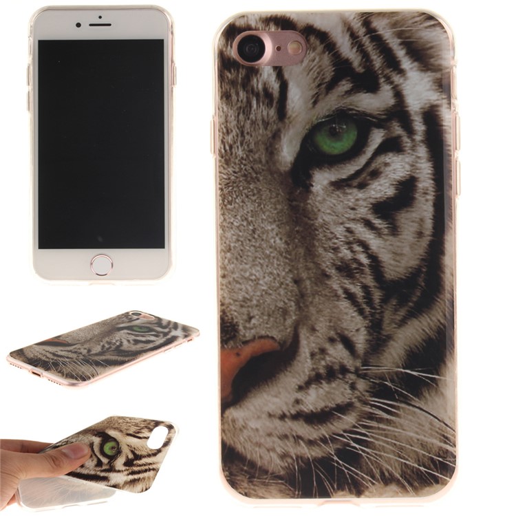

Soft TPU IMD Patterned Cover for iPhone 8/7 4.7 Inch - Tiger with Green Eye, iPhone 8