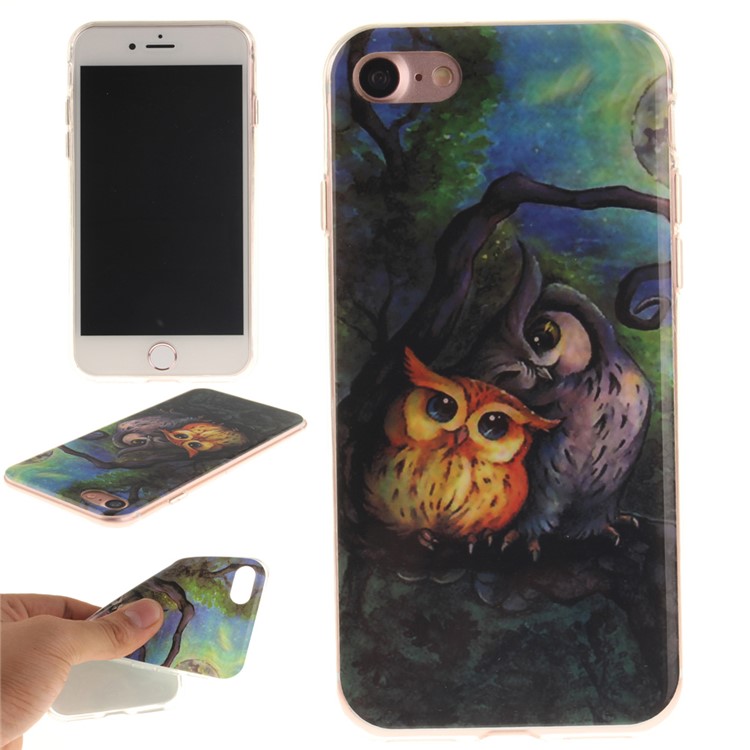

IMD Patterned TPU Case for iPhone 8/7 4.7 Inch - Two Owls on Branch Painting