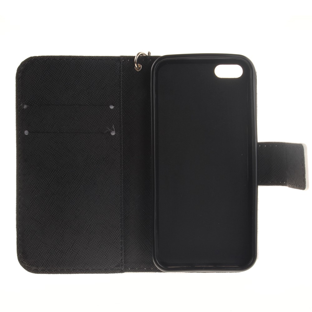 Étui de Support de Portefeuille en Cuir à Motifs Pour Iphone se / 5s / 5 Avec Bracelet de Poignet - Panda