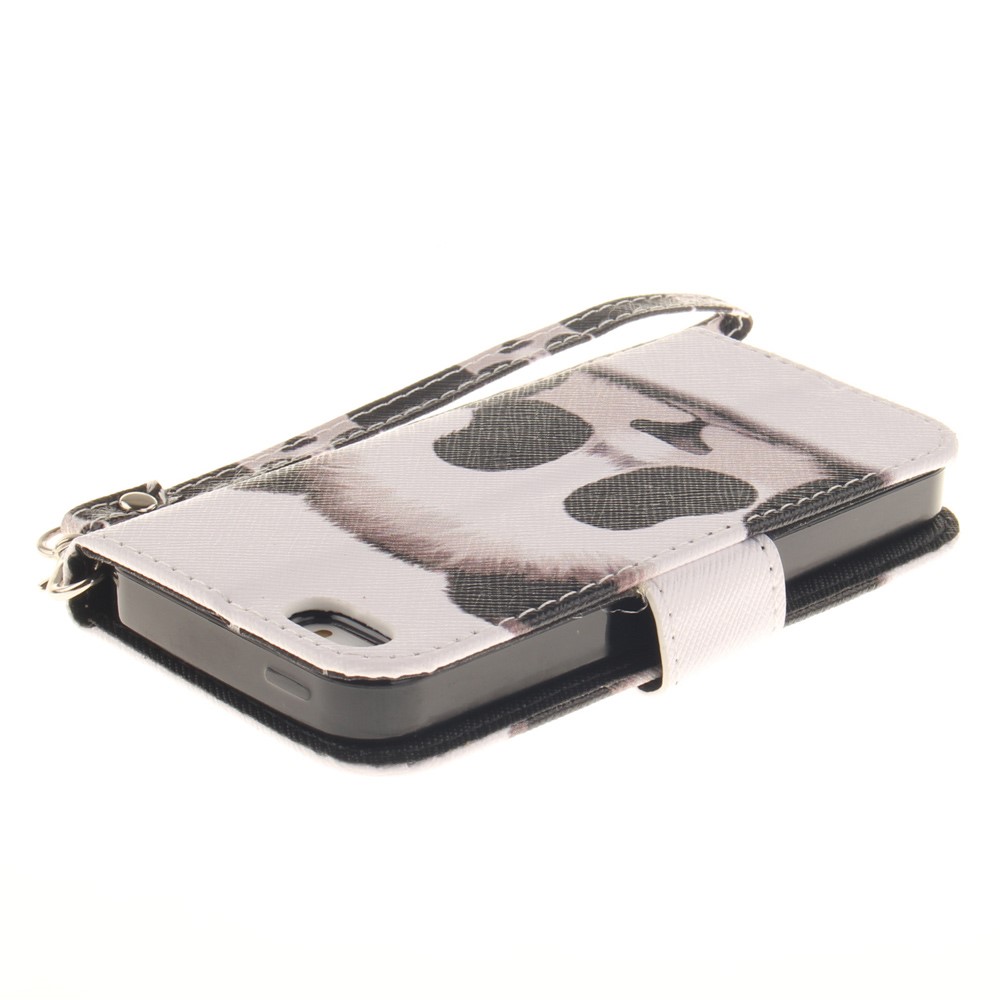 Caixa de Suporte de Couro Padronizado Para Iphone Se/5s/5 Com Cinta de Pulso - Panda