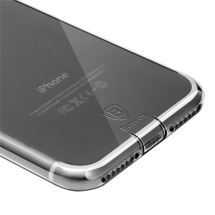BASEUS Einfache Reihe Für Iphone 8 Plus / 7 Plus Klares TPU-Gehäuse Mit Staubstecker - Schwarz-2