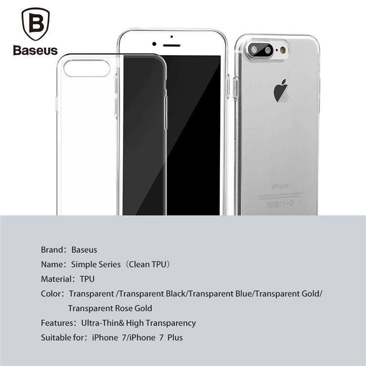Bolsa BASEUS Simple Series Clear Glossy TPU para iPhone 8 / 7 4.7 inch - transparente-13