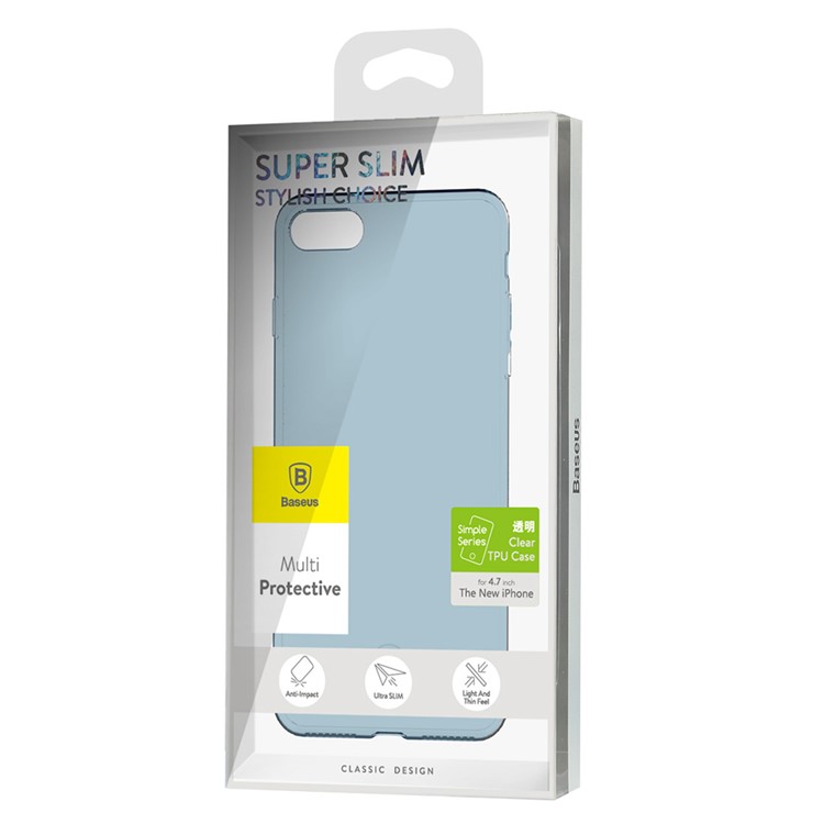 BASEUS Série simples Clear Thin TPU Back Case para iPhone 8 / 7 4.7 Polegada - azul-10