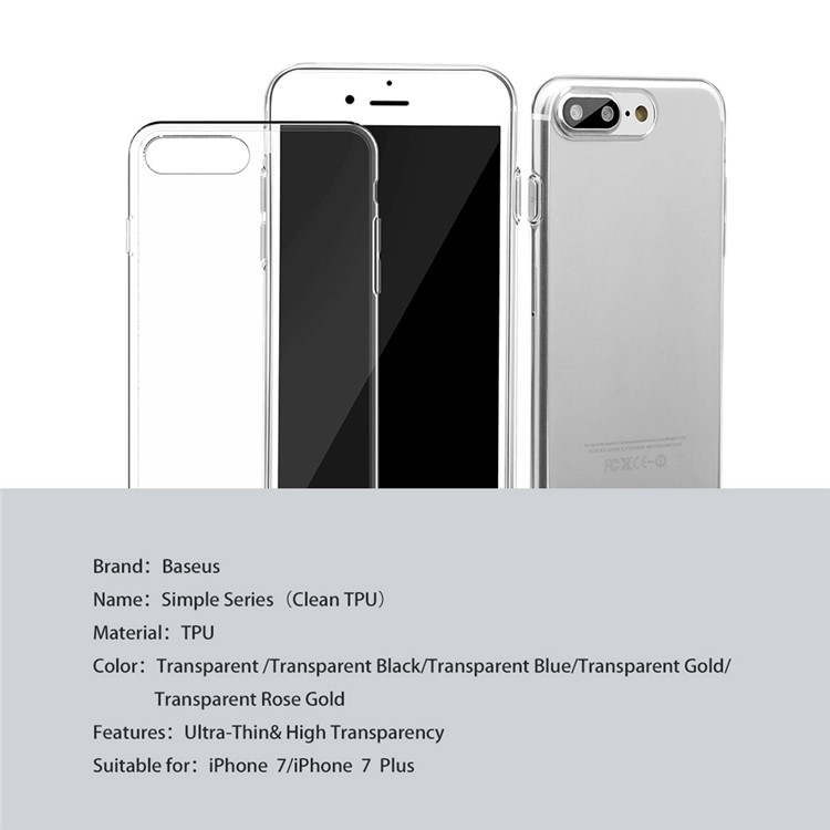 BASEUS Simple Series Glossy Thin TPU Case for iPhone 8 Plus / 7 Plus - Transparent -14