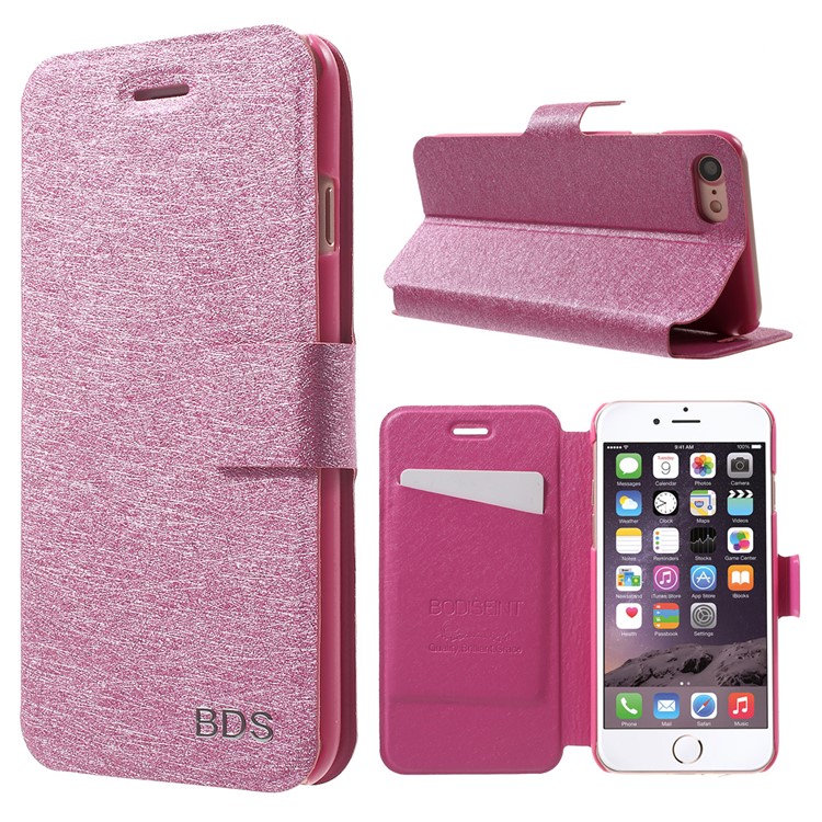 

Silk Texture Folio Leather Stand Case for iPhone 7 4.7 inch - Rose