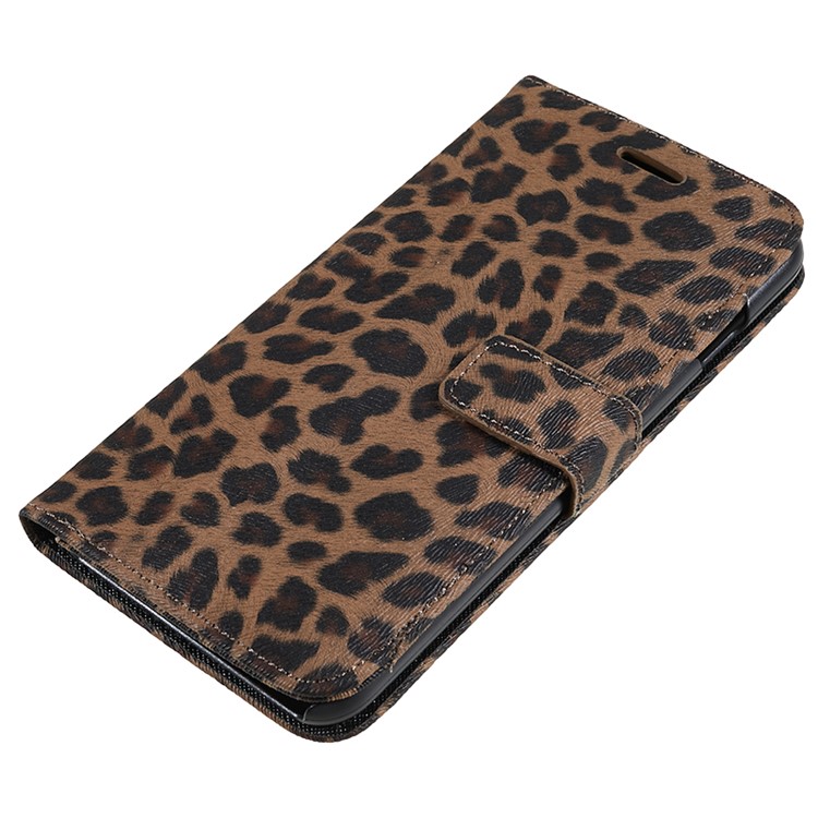 carteira de couro padrão de leopardo ficar cobertura para iphone 7 plus - Brown-8