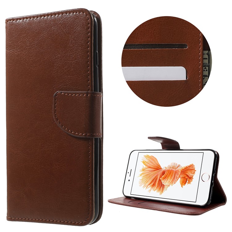 

Solid Color Flip Leather Magnetic Case with Stand for iPhone 8 Plus / 7 Plus 5.5 inch - Brown