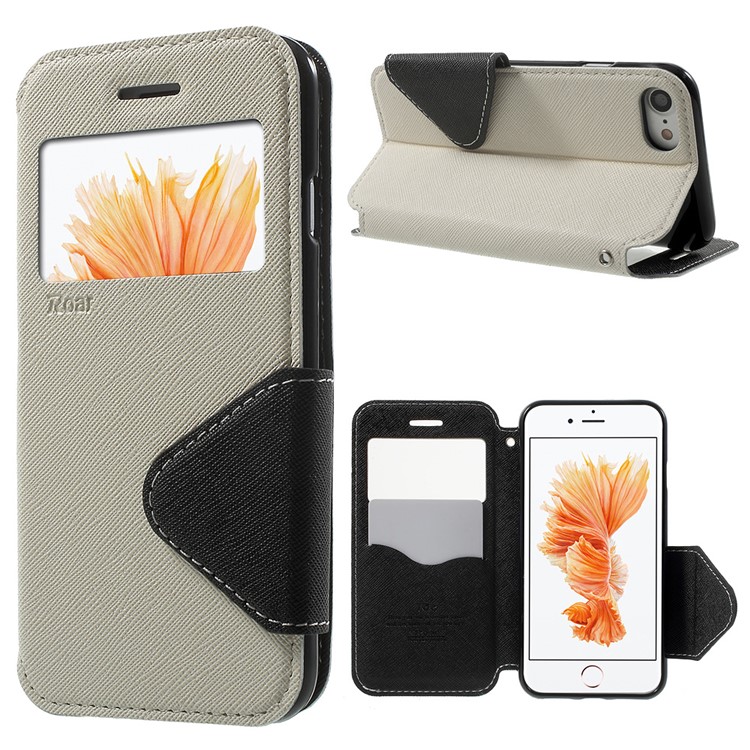 

ГОЛДОВОЙ КОРЕЯ Дневник Просмотра Двухцветный Кожаный Чехол Для Iphone 8 / 7 4,7 Дюйма - Белый