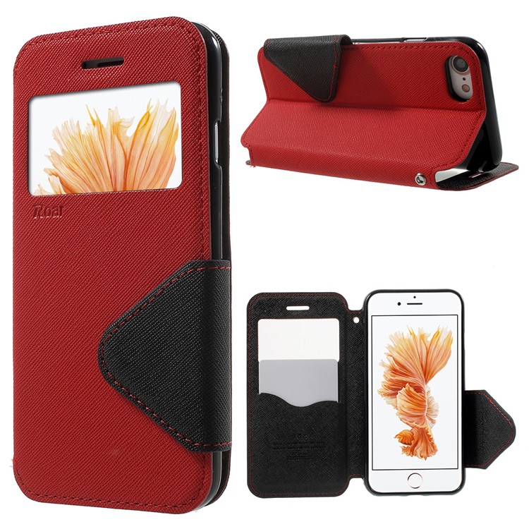 

ROAR KOREA Diary View Stand Leather Case for iPhone 8 / 7 4.7 inch - Red
