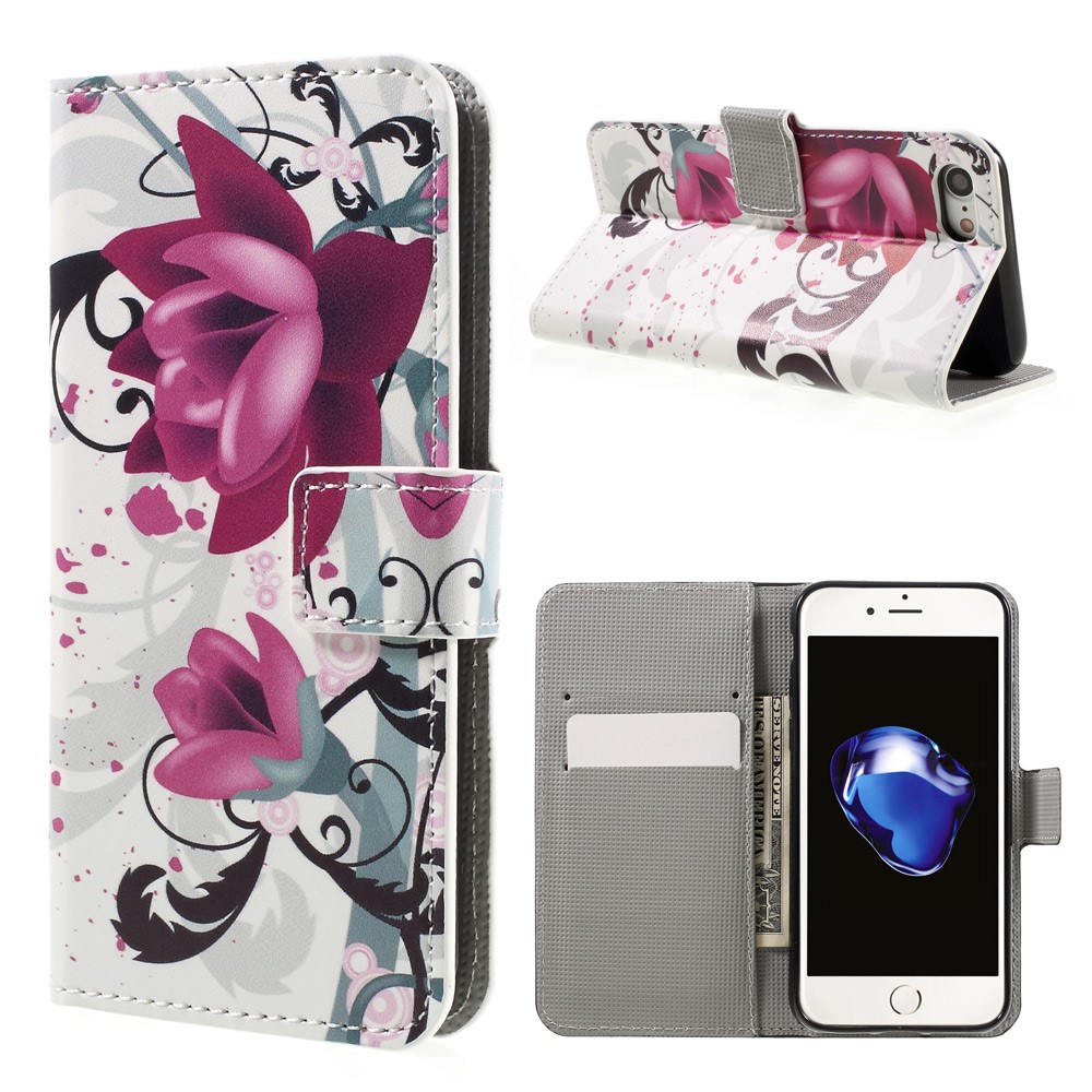 

Флип Кожа Магнитная Крышка Для Iphone 7 4.7 Дюйма - Фиолетовые Цветы, iPhone 7 4.7 inch