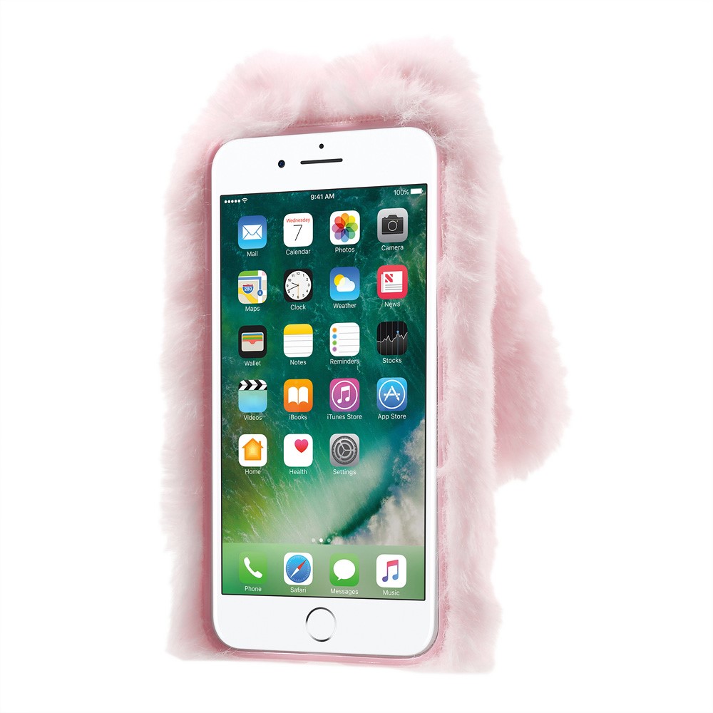 Bunny Shape Warm Fur TPU Phone Cover for iPhone 7 4.7 inch - Pink-3