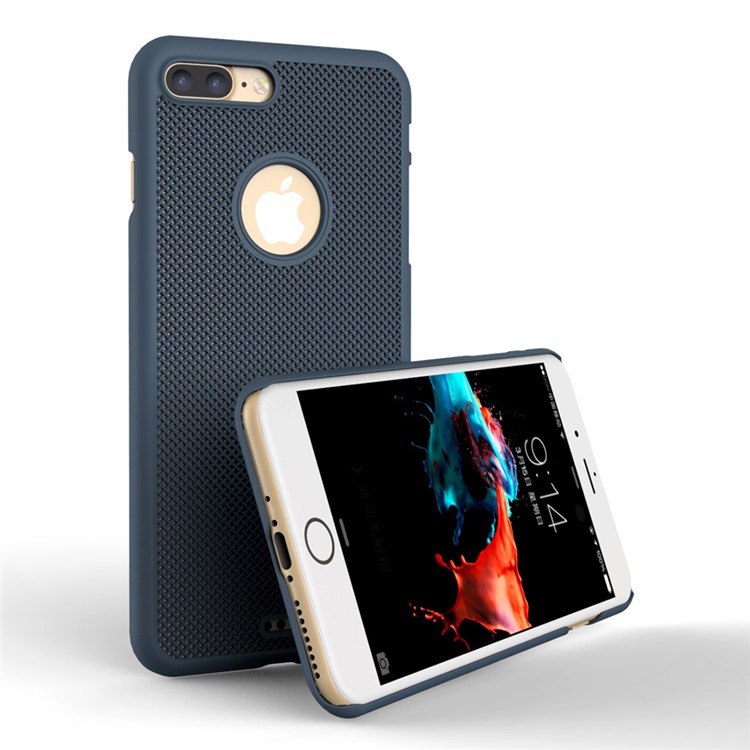 LOOPEE Woven Texture Plastic Hard Case for iPhone 8 Plus / 7 Plus 5.5 inch - Blue-1