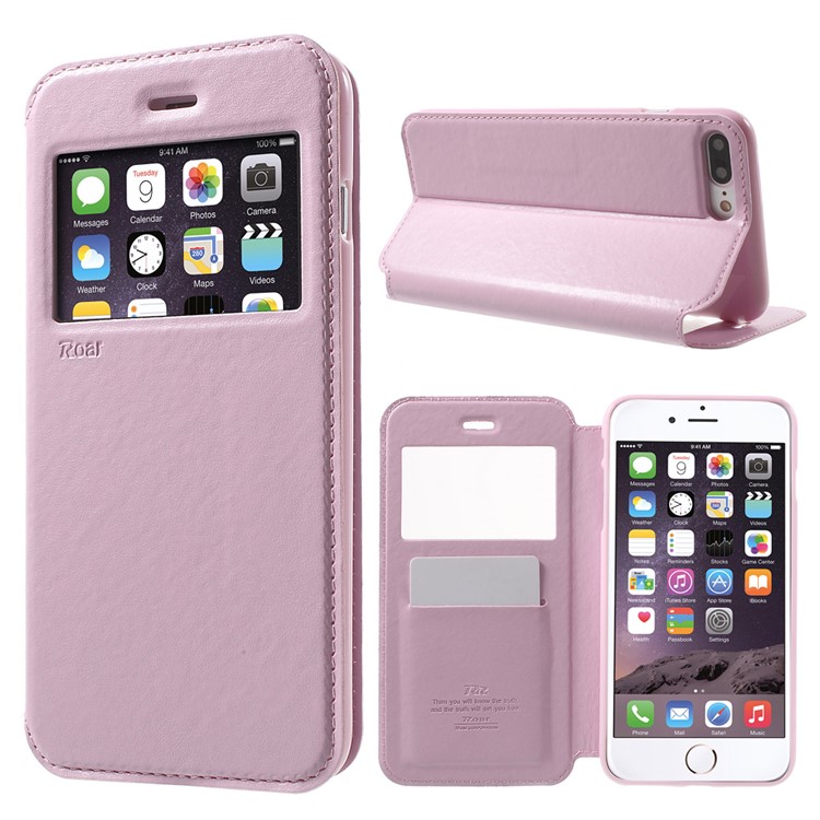 

ROAR KOREA Noble Leather View Stand Flip Cover for iPhone 8 Plus / 7 Plus - Pink