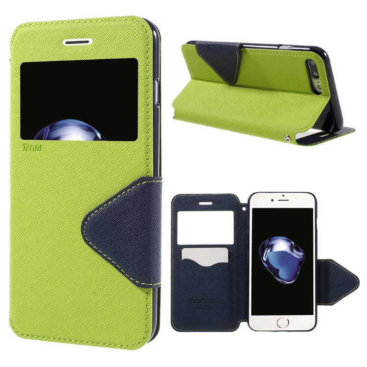 

ROAR KOREA Two-tone View Window Folio Leather Stand Shell for iPhone 8 Plus / 7 Plus - Green