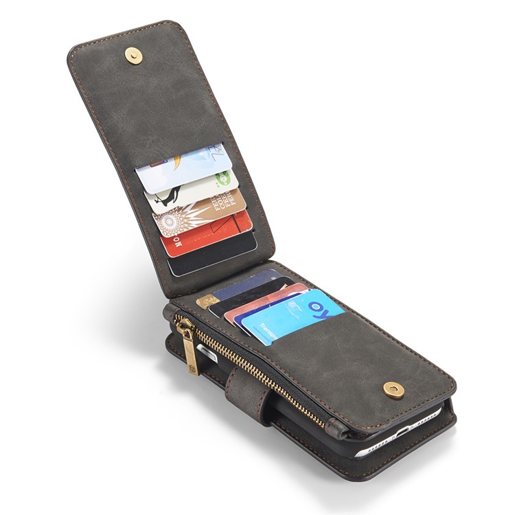 Caseme 007 Series Per IPhone SE (2a Generazione) / 8/7 STACCHIABILE 2-IN-1 14 Slots Portafoglio Genuine Custodia In Pelle Split - Nero-13