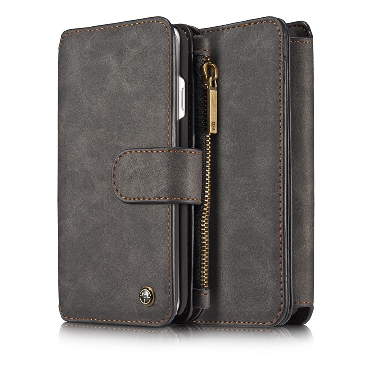 Caseme 007 Series Per IPhone SE (2a Generazione) / 8/7 STACCHIABILE 2-IN-1 14 Slots Portafoglio Genuine Custodia In Pelle Split - Nero-21