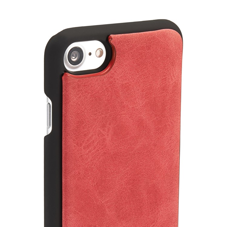 CASEME para iPhone 8 / 7 2-dentro-1 Destacável PC 14 Slots Genuine Split Leather Wallet Case Cover - vermelho-10
