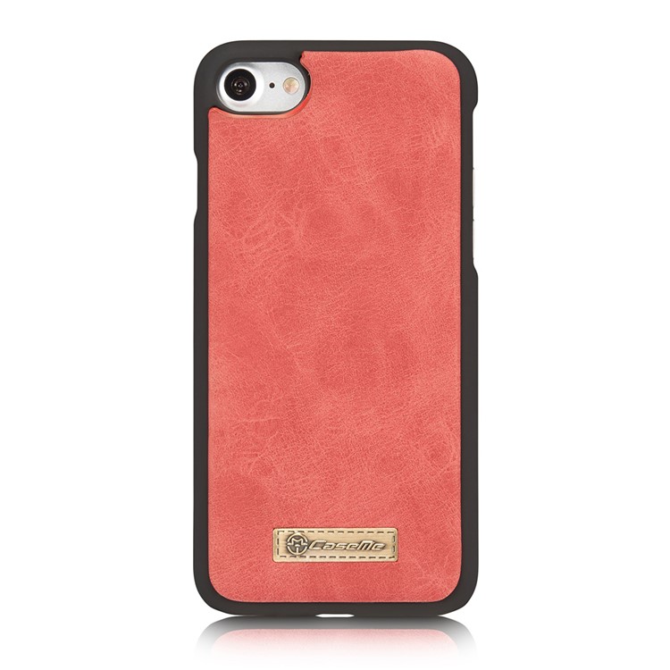CASEME para iPhone 8 / 7 2-dentro-1 Destacável PC 14 Slots Genuine Split Leather Wallet Case Cover - vermelho-5