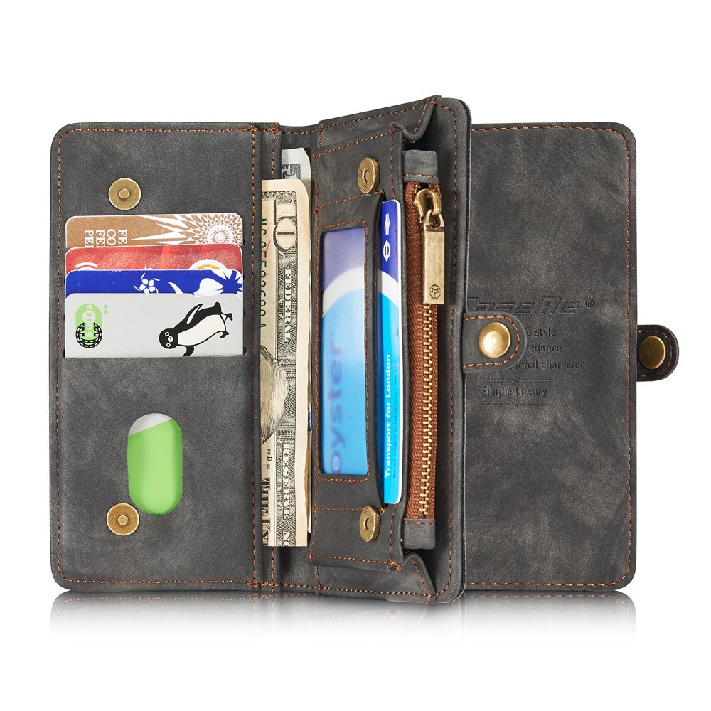 CASEME 2-en-1 Multi-ranura Cartera Vintage Split Funda de Cuero para iPhone 8/7 4.7 pulgadas - Gris-11