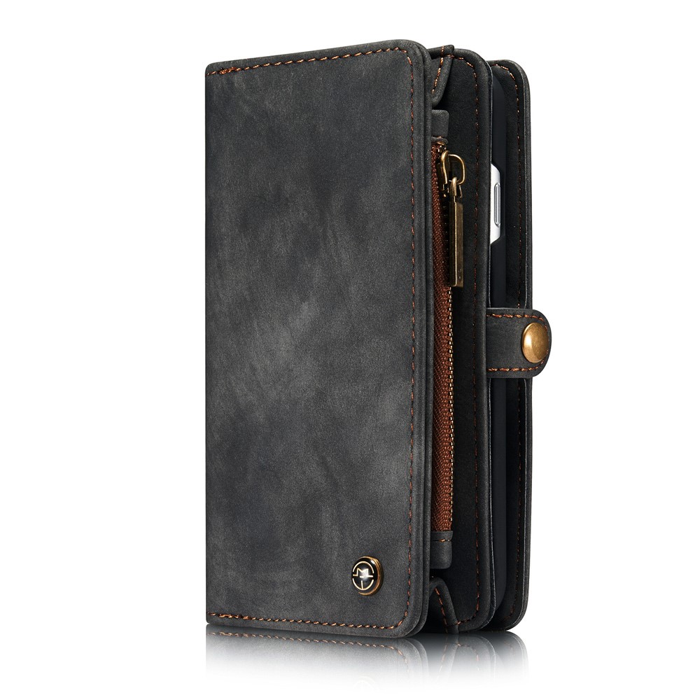 CASEME 2-en-1 Multi-ranura Cartera Vintage Split Funda de Cuero para iPhone 8/7 4.7 pulgadas - Gris-2
