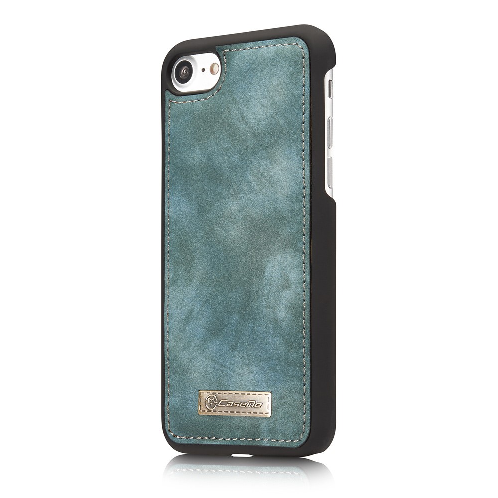 CASEME 008 Series 2-in-1 PC Multi-slot Vintage Split Leather Wallet Case for iPhone SE (2nd Generation)/8/7 - Blue-3