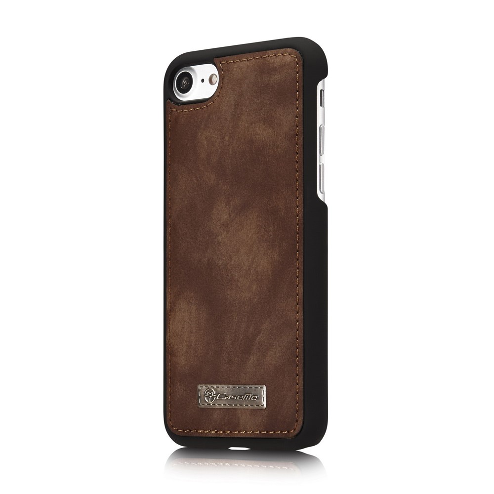 Caseme 008 Series 2-en-1 Multi-slot Portefeuille de Grande Capacité Vintage PU Leather Pour Iphone 7 / 8 / SE (2020) / SE (2022) - Brun