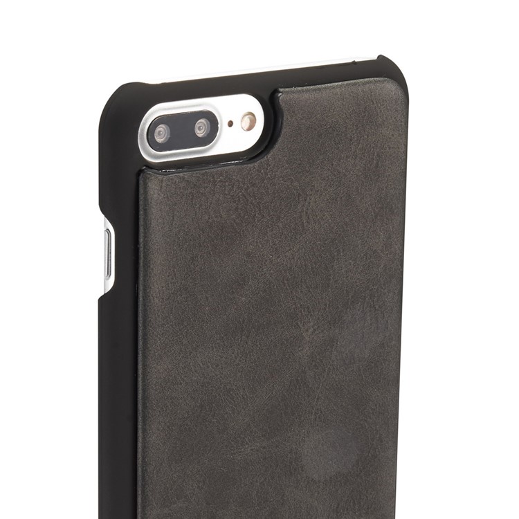 CASEME Para Iphone 8 Plus / 7 Plus 14 Ranuras Billetera Desmontable 2 En 1 PC Funda De Cuero Genuina Dividida - Negro-10