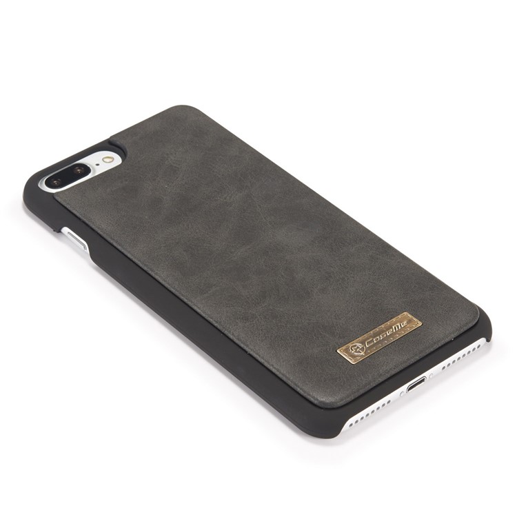 CASEME Para Iphone 8 Plus / 7 Plus 14 Ranuras Billetera Desmontable 2 En 1 PC Funda De Cuero Genuina Dividida - Negro-12