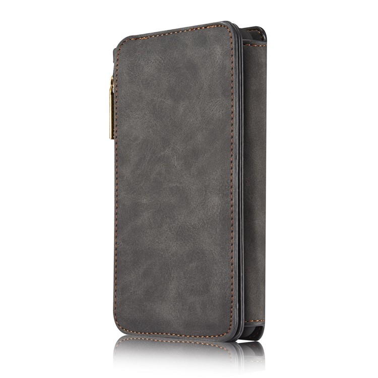 CASEME Para Iphone 8 Plus / 7 Plus 14 Ranuras Billetera Desmontable 2 En 1 PC Funda De Cuero Genuina Dividida - Negro-3