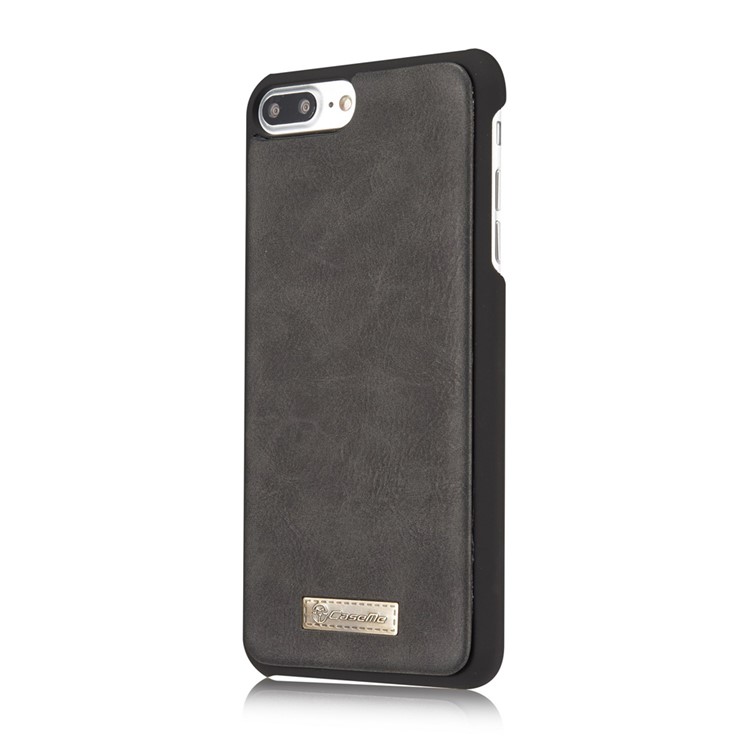 CASEME Para Iphone 8 Plus / 7 Plus 14 Ranuras Billetera Desmontable 2 En 1 PC Funda De Cuero Genuina Dividida - Negro-4