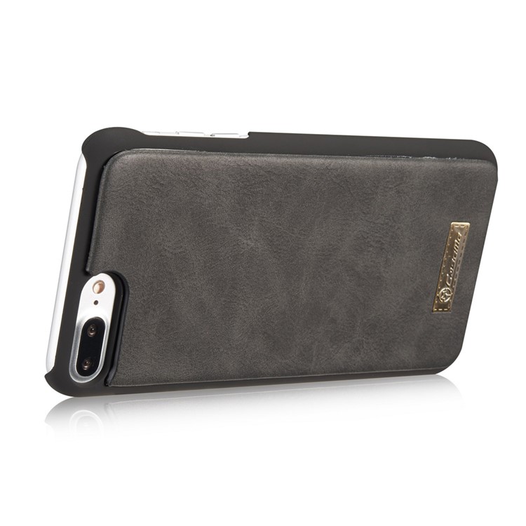 CASEME Para Iphone 8 Plus / 7 Plus 14 Ranuras Billetera Desmontable 2 En 1 PC Funda De Cuero Genuina Dividida - Negro-7