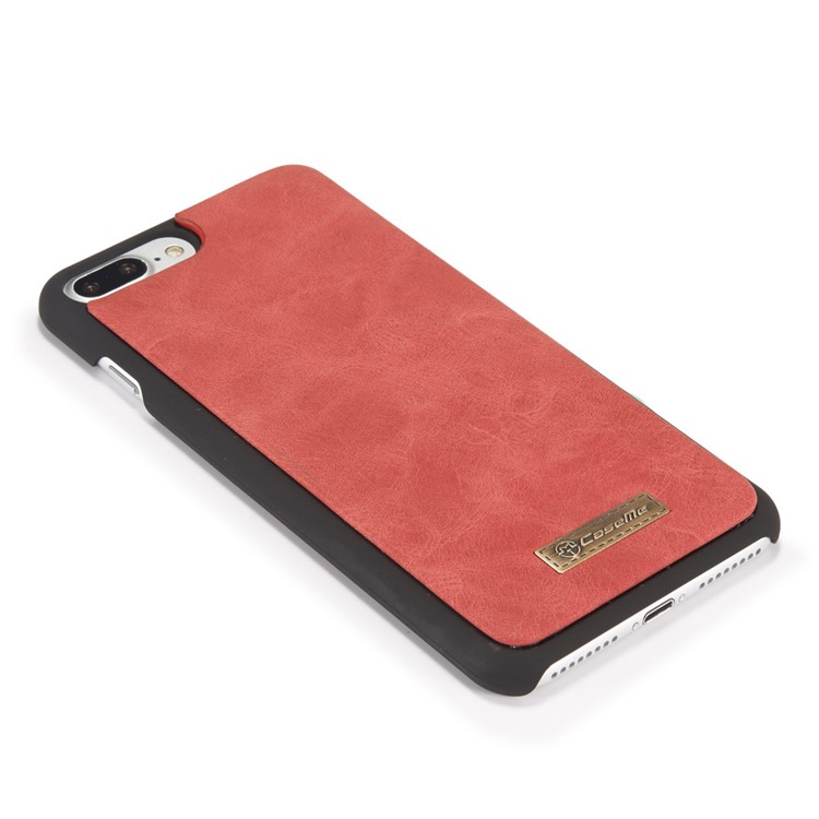 CASEME pour iPhone 8 Plus / 7 Plus 14 Slots Wallet 2-à la place de qqn-1 housse interne pour ordinateur portable en cuir véritable divisé - rouge-12