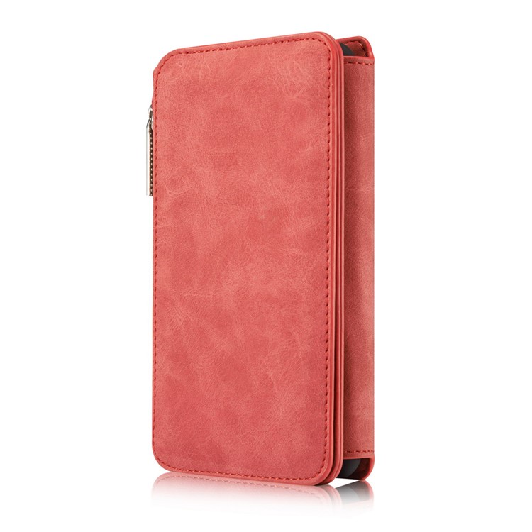 CASEME pour iPhone 8 Plus / 7 Plus 14 Slots Wallet 2-à la place de qqn-1 housse interne pour ordinateur portable en cuir véritable divisé - rouge-3