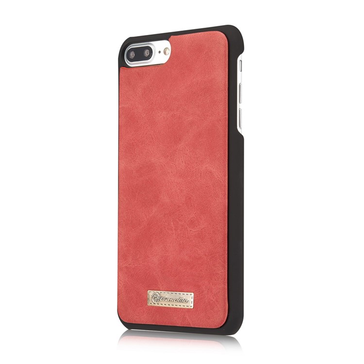 CASEME pour iPhone 8 Plus / 7 Plus 14 Slots Wallet 2-à la place de qqn-1 housse interne pour ordinateur portable en cuir véritable divisé - rouge-4