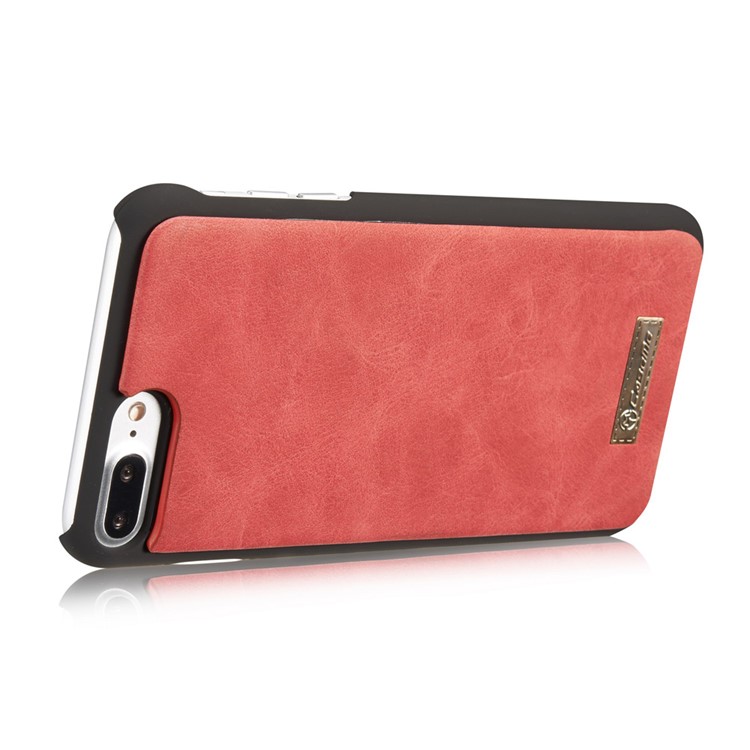 CASEME pour iPhone 8 Plus / 7 Plus 14 Slots Wallet 2-à la place de qqn-1 housse interne pour ordinateur portable en cuir véritable divisé - rouge-7