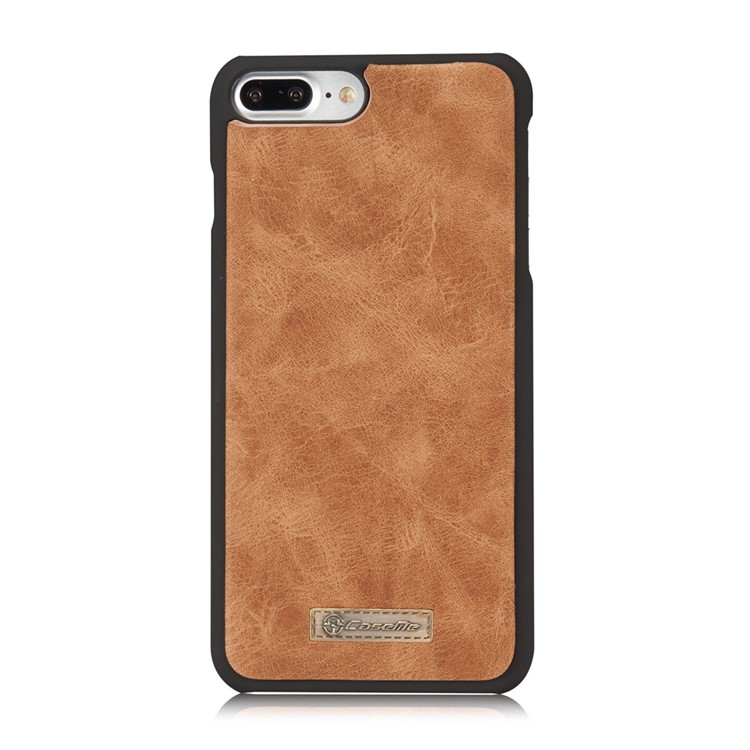 CASEME para iPhone 8 Plus / 7 Plus 2-in-1 Inner PC 14 Slots Genuine Split Leather Wallet Case - Castanho-5