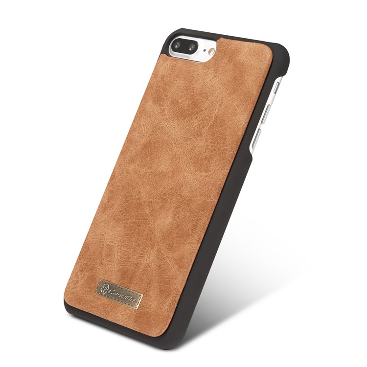 CASEME para iPhone 8 Plus / 7 Plus 2-in-1 Inner PC 14 Slots Genuine Split Leather Wallet Case - Castanho-9