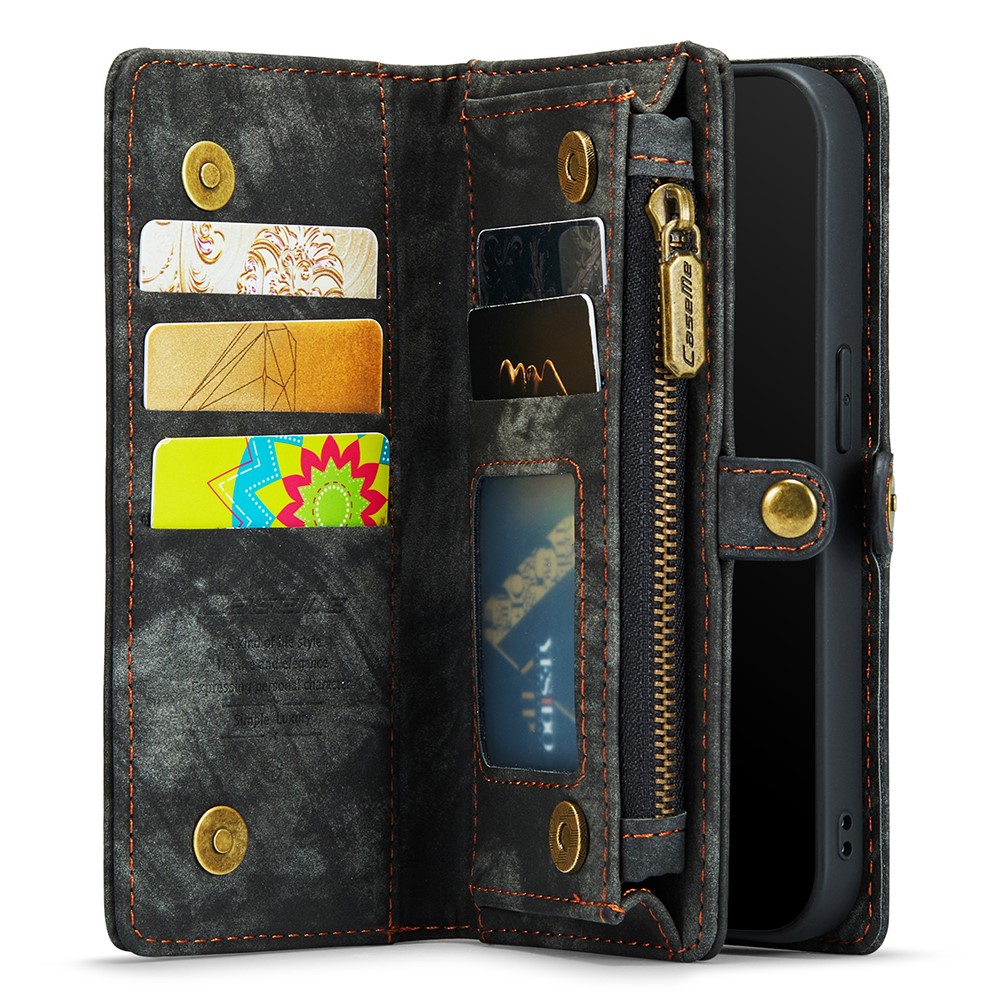 CASEME Pour Iphone 8 Plus / Portefeuille Multi-fente Pour PC 7 En 1, Vintage - Gris-4
