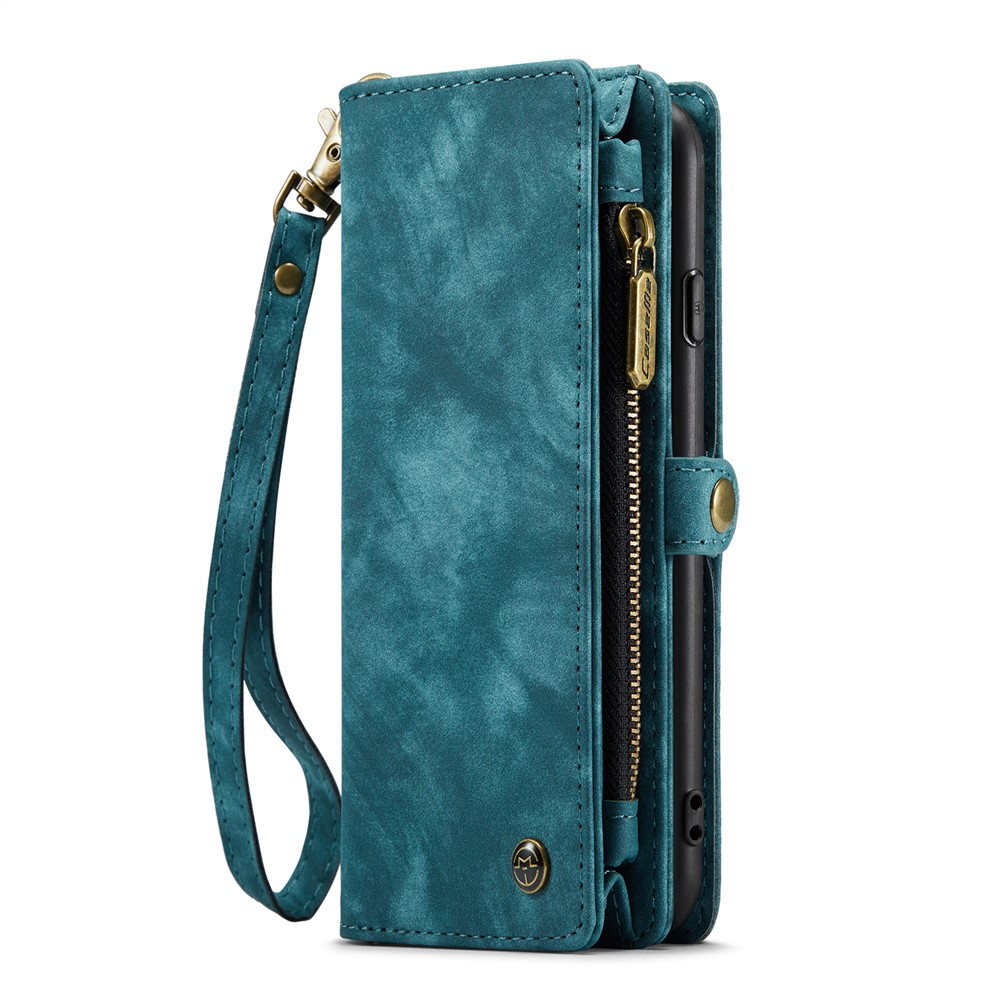 CASEME für iPhone 8 Plus / 7 Plus 2-in-1 Innen-PC + Multi-Slot Vintage Split Leder Geldbörse Fall - Blau-2