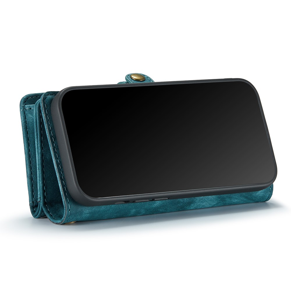 CASEME für iPhone 8 Plus / 7 Plus 2-in-1 Innen-PC + Multi-Slot Vintage Split Leder Geldbörse Fall - Blau-6